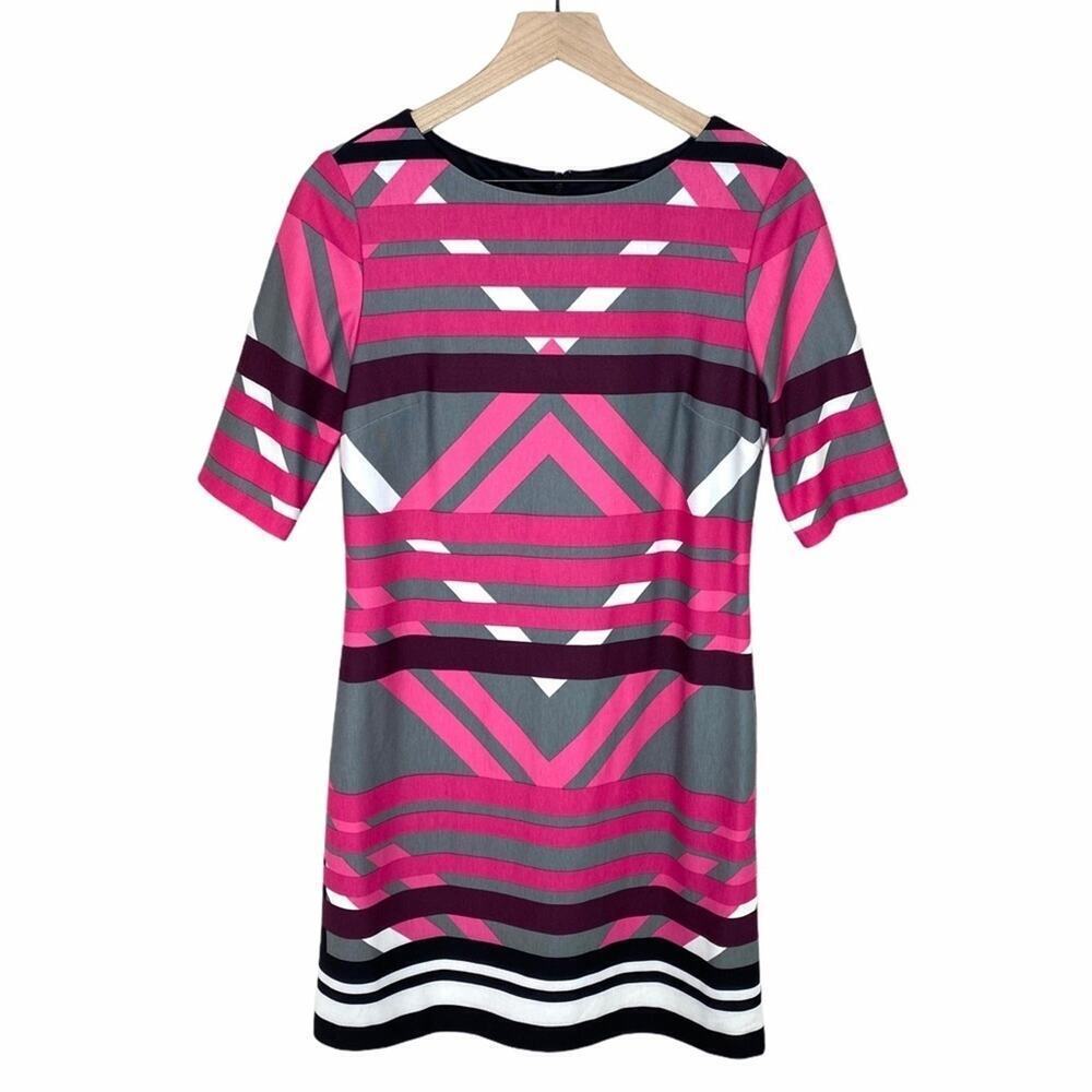 Eliza J Women’s Geometric Print Fully Lined Shift Dress Size 6 Classic Comfort
